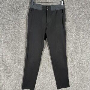 Lululemon Pants Mens 32 Black Elastic Waist Khakis Tapered Woven Casual Pockets